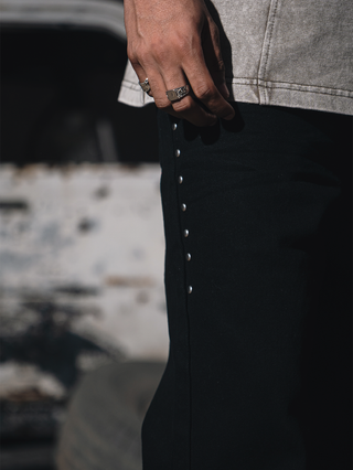 DARK BLOOD EMBROIDERED FLARE PANTS