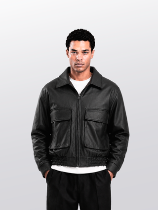 AVIATOR BOXY LEATHER JACKET