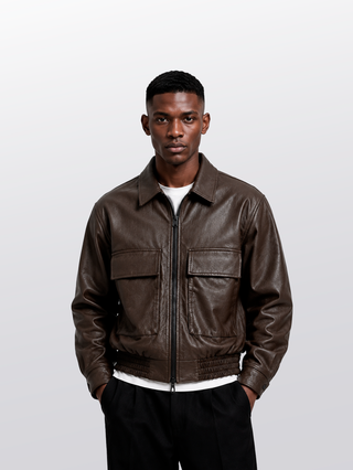 AVIATOR BOXY LEATHER JACKET