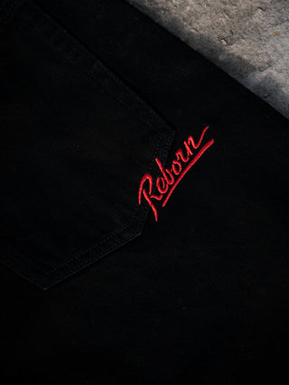 DARK BLOOD EMBROIDERED FLARE PANTS
