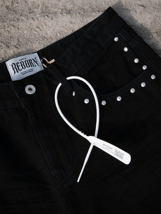 DARK BLOOD EMBROIDERED FLARE PANTS